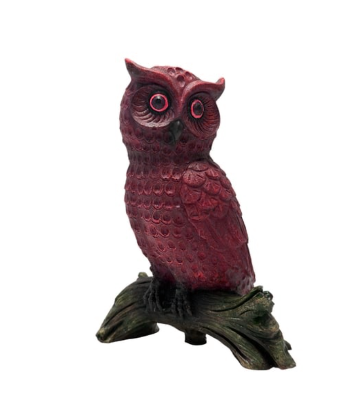 Rustic Owl Statue, Polyester Owl Sculpture, Realistic Owl Figurine, Handcrafted Owl Statue, Textured Owl Figurine, Realistic Owl Statue