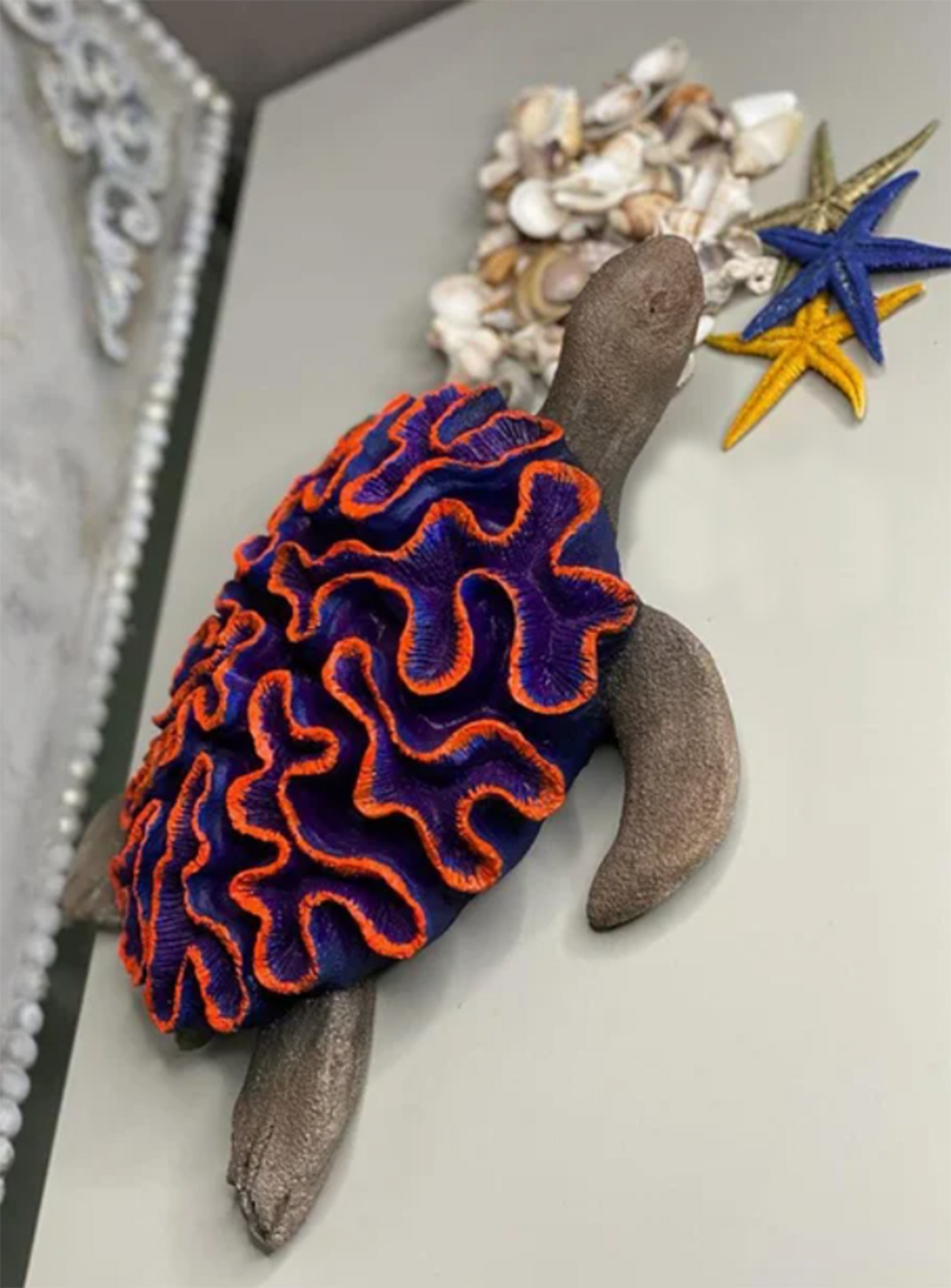 Decorative Turtle Statue, Sea Turtle Sculpture, Ocean Themed Turtle Statue, Handcrafted Turtle Statue, Artistic Turtle Statue, Turtle Decor