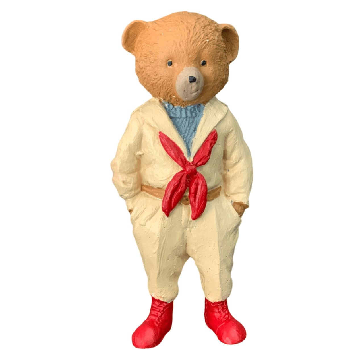 Cute Bear with Scarf Figurine, Standing Bear Sculpture, Polyester Bear Sculpture, Handcrafted Bear Statue, Polyester Bear Statue
