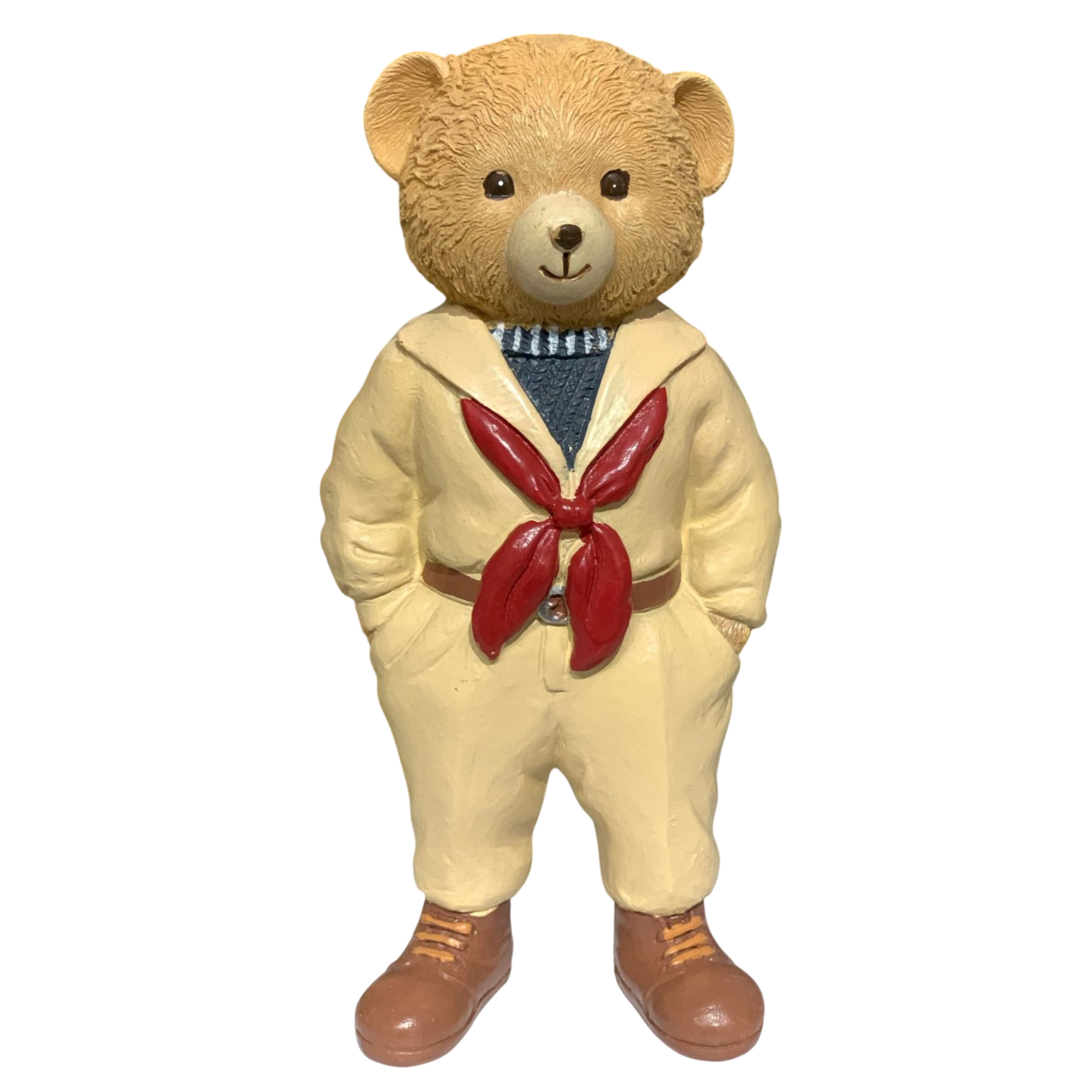 Cute Bear with Scarf Figurine, Standing Bear Sculpture, Polyester Bear Sculpture, Handcrafted Bear Statue, Polyester Bear Statue