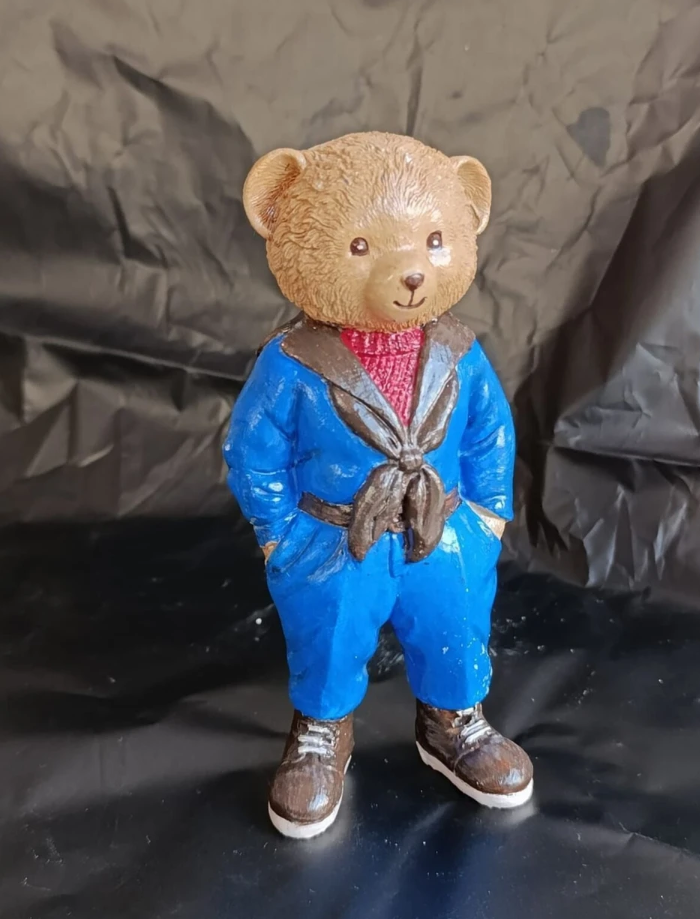 Cute Bear with Scarf Figurine, Standing Bear Sculpture, Polyester Bear Sculpture, Handcrafted Bear Statue, Polyester Bear Statue