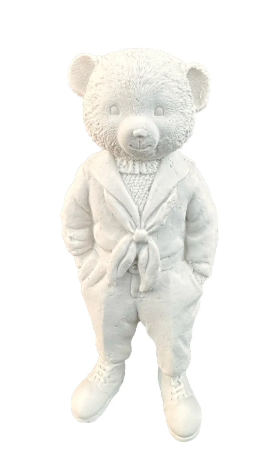 Cute Bear with Scarf Figurine, Standing Bear Sculpture, Polyester Bear Sculpture, Handcrafted Bear Statue, Polyester Bear Statue