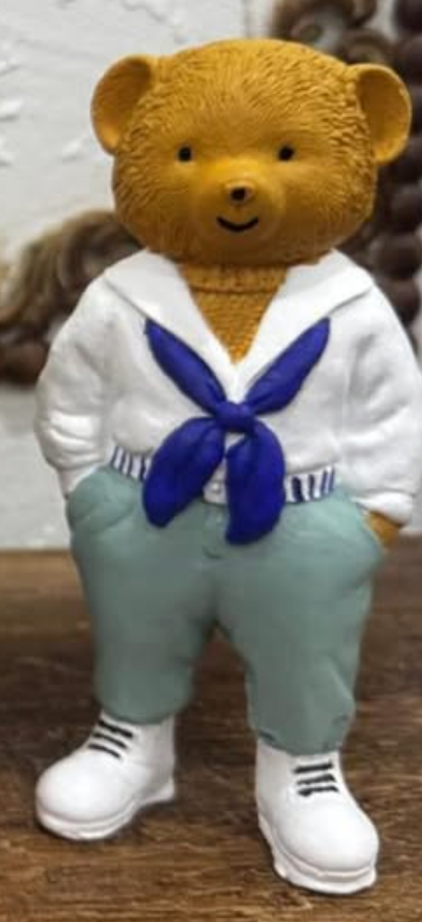 Cute Bear with Scarf Figurine, Standing Bear Sculpture, Polyester Bear Sculpture, Handcrafted Bear Statue, Polyester Bear Statue