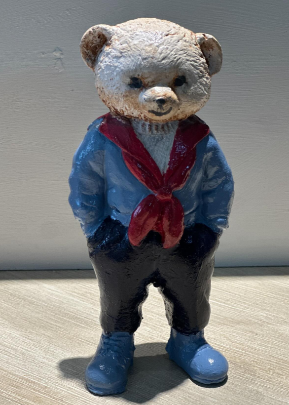 Cute Bear with Scarf Figurine, Standing Bear Sculpture, Polyester Bear Sculpture, Handcrafted Bear Statue, Polyester Bear Statue
