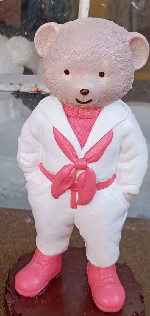 Cute Bear with Scarf Figurine, Standing Bear Sculpture, Polyester Bear Sculpture, Handcrafted Bear Statue, Polyester Bear Statue