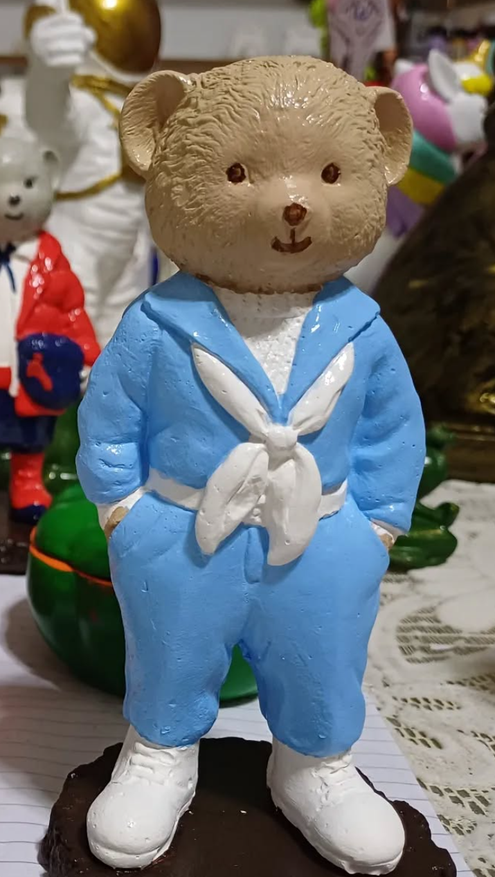 Cute Bear with Scarf Figurine, Standing Bear Sculpture, Polyester Bear Sculpture, Handcrafted Bear Statue, Polyester Bear Statue