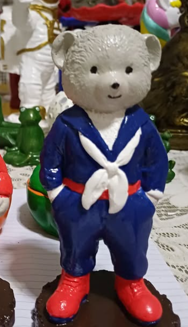 Cute Bear with Scarf Figurine, Standing Bear Sculpture, Polyester Bear Sculpture, Handcrafted Bear Statue, Polyester Bear Statue