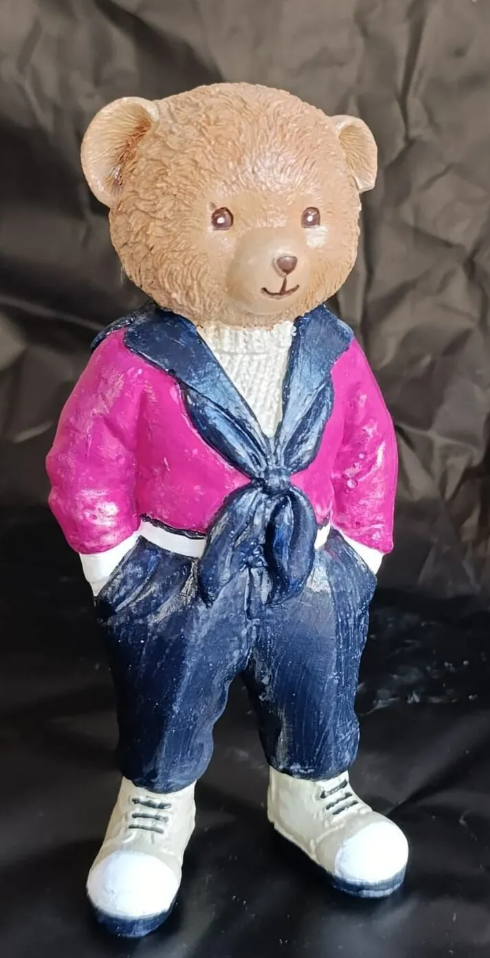 Cute Bear with Scarf Figurine, Standing Bear Sculpture, Polyester Bear Sculpture, Handcrafted Bear Statue, Polyester Bear Statue