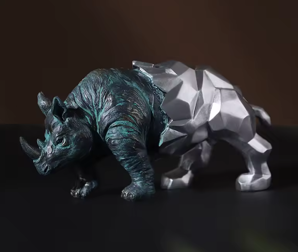 Unique Cubic Rhino Statue, Modern Cubic Rhino Sculpture, Cubic Rhino Statue, Abstract Rhino Sculpture, Luxury Rhino Statue, Rhino Sculpture