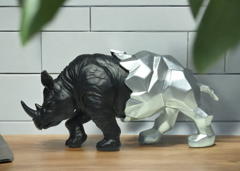 Unique Cubic Rhino Statue, Modern Cubic Rhino Sculpture, Cubic Rhino Statue, Abstract Rhino Sculpture, Luxury Rhino Statue, Rhino Sculpture
