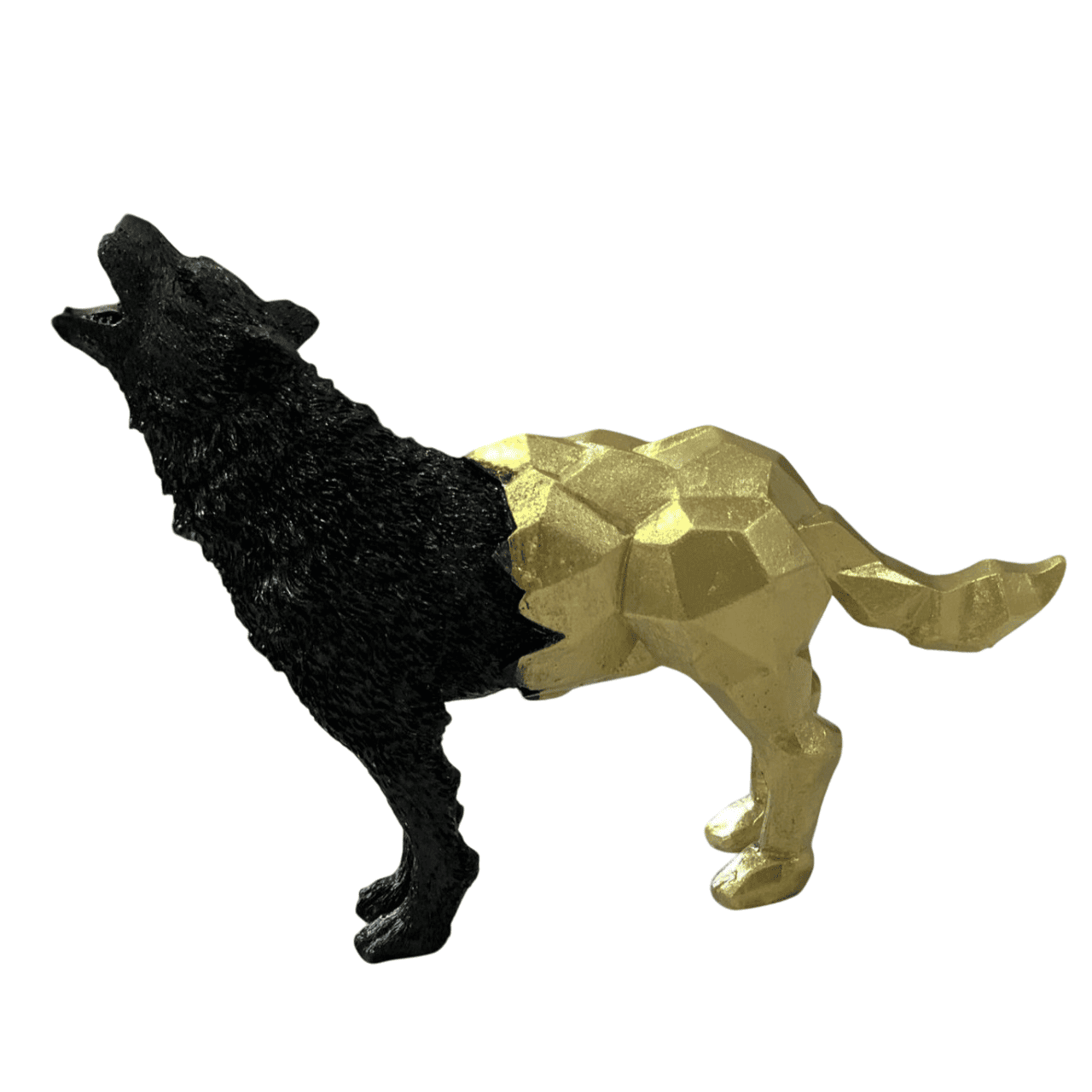 Cubic Wolf Statue, Half Polygon Wolf Sculpture, Geometric Wolf Statue, Abstract Wolf Figurine in Cubic Form, Modern Wolf Statue, Wolf Statue