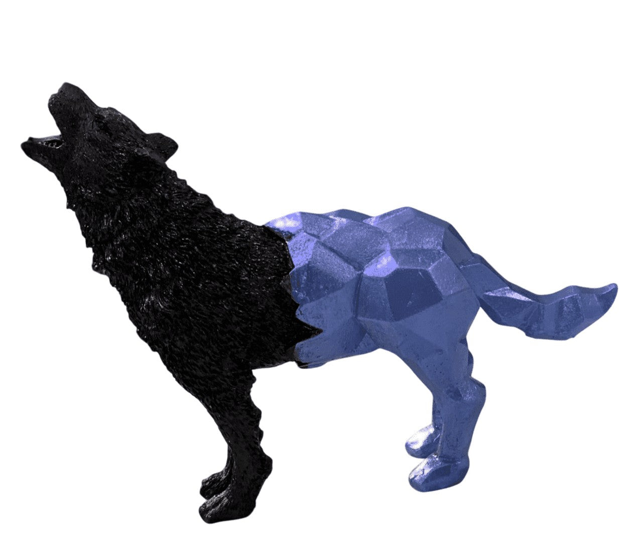 Cubic Wolf Statue, Half Polygon Wolf Sculpture, Geometric Wolf Statue, Abstract Wolf Figurine in Cubic Form, Modern Wolf Statue, Wolf Statue