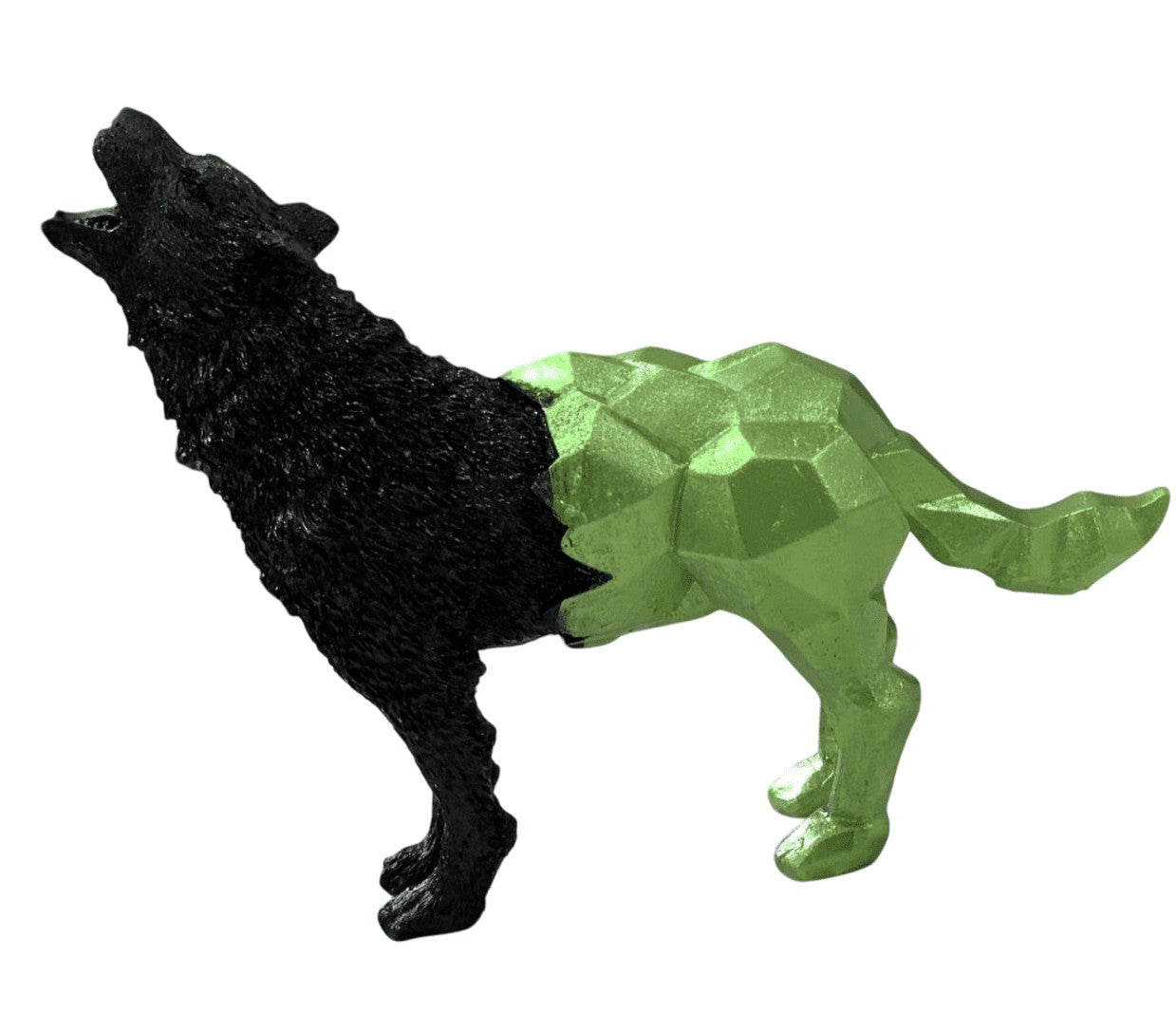 Cubic Wolf Statue, Half Polygon Wolf Sculpture, Geometric Wolf Statue, Abstract Wolf Figurine in Cubic Form, Modern Wolf Statue, Wolf Statue