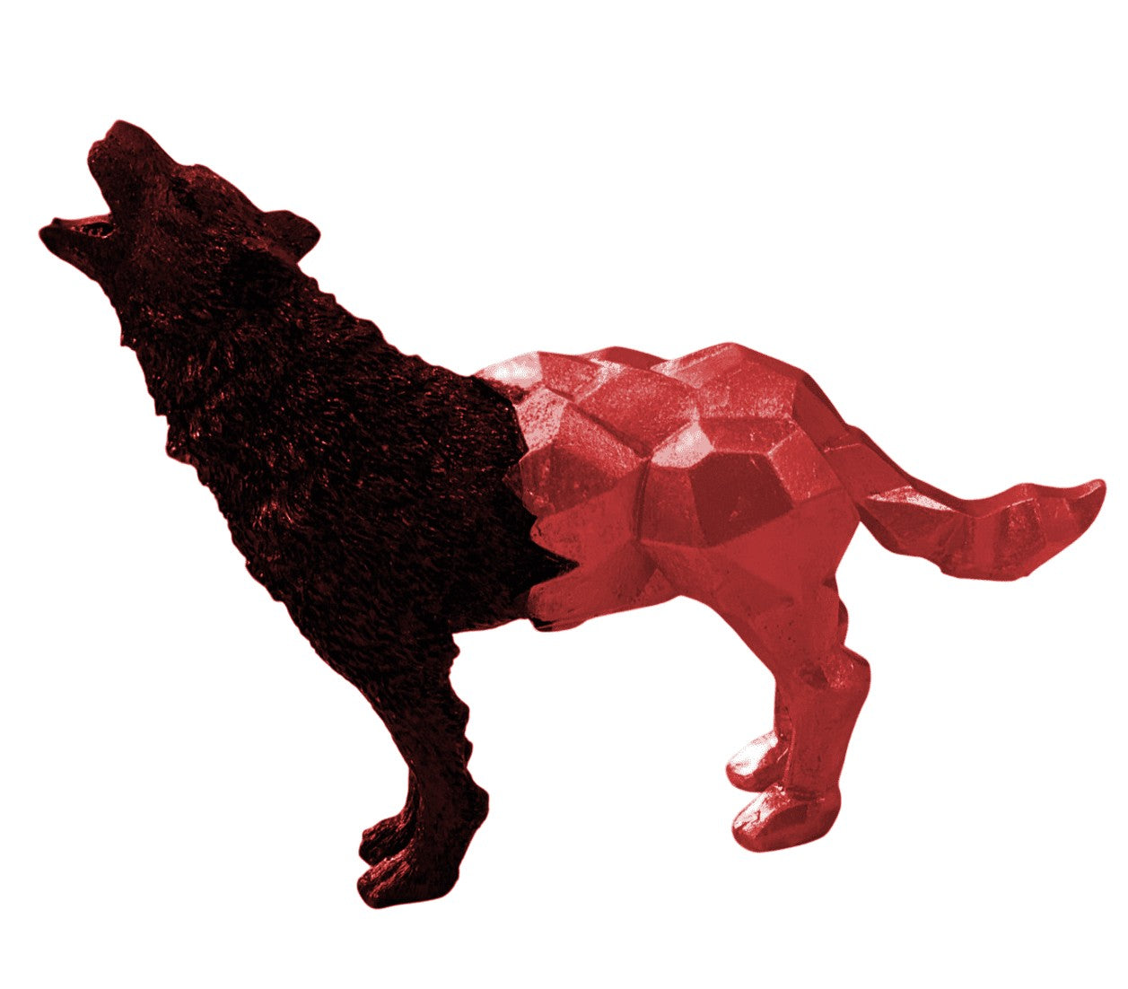Cubic Wolf Statue, Half Polygon Wolf Sculpture, Geometric Wolf Statue, Abstract Wolf Figurine in Cubic Form, Modern Wolf Statue, Wolf Statue