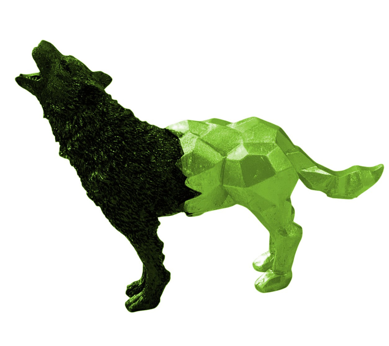 Cubic Wolf Statue, Half Polygon Wolf Sculpture, Geometric Wolf Statue, Abstract Wolf Figurine in Cubic Form, Modern Wolf Statue, Wolf Statue