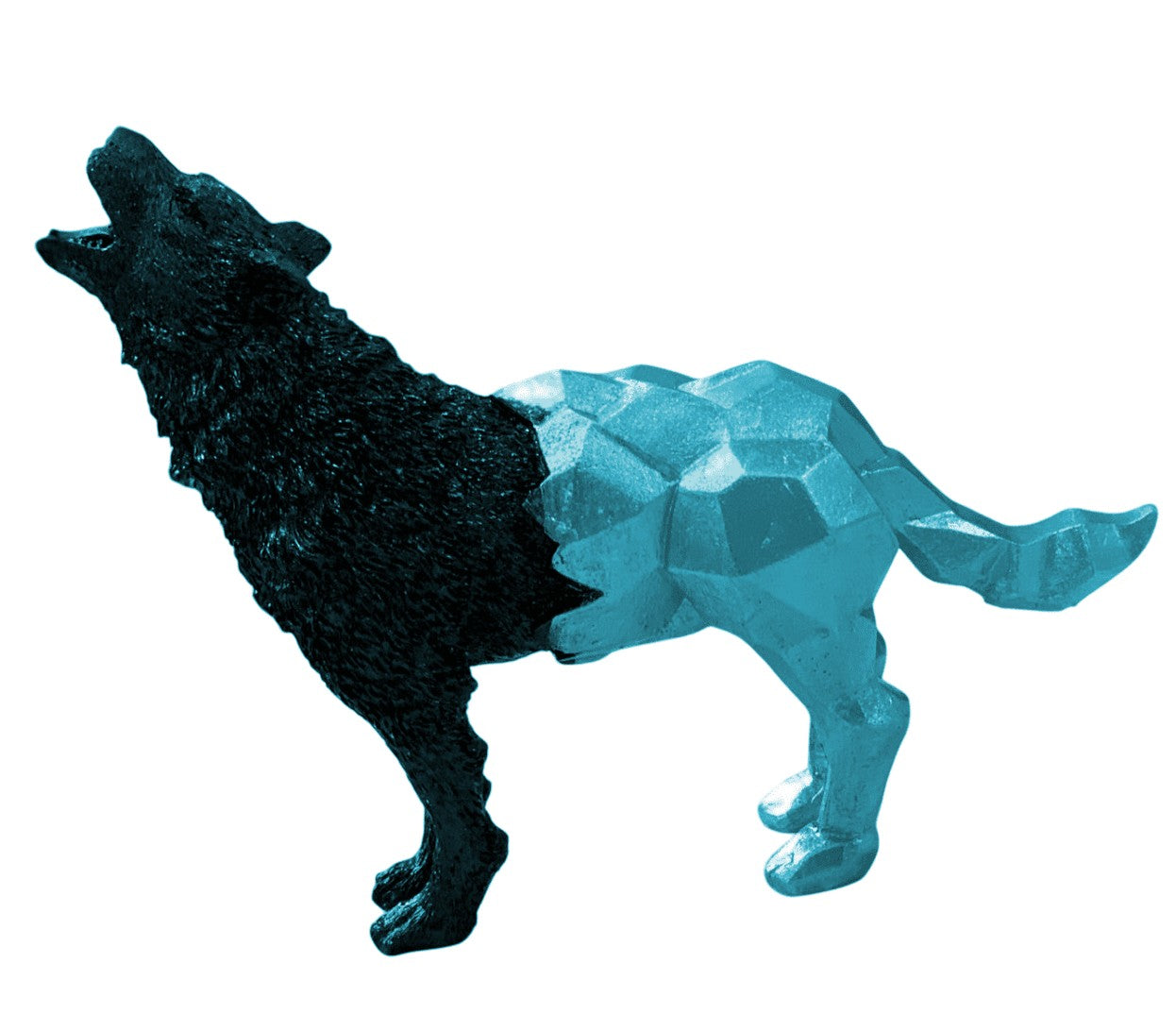 Cubic Wolf Statue, Half Polygon Wolf Sculpture, Geometric Wolf Statue, Abstract Wolf Figurine in Cubic Form, Modern Wolf Statue, Wolf Statue