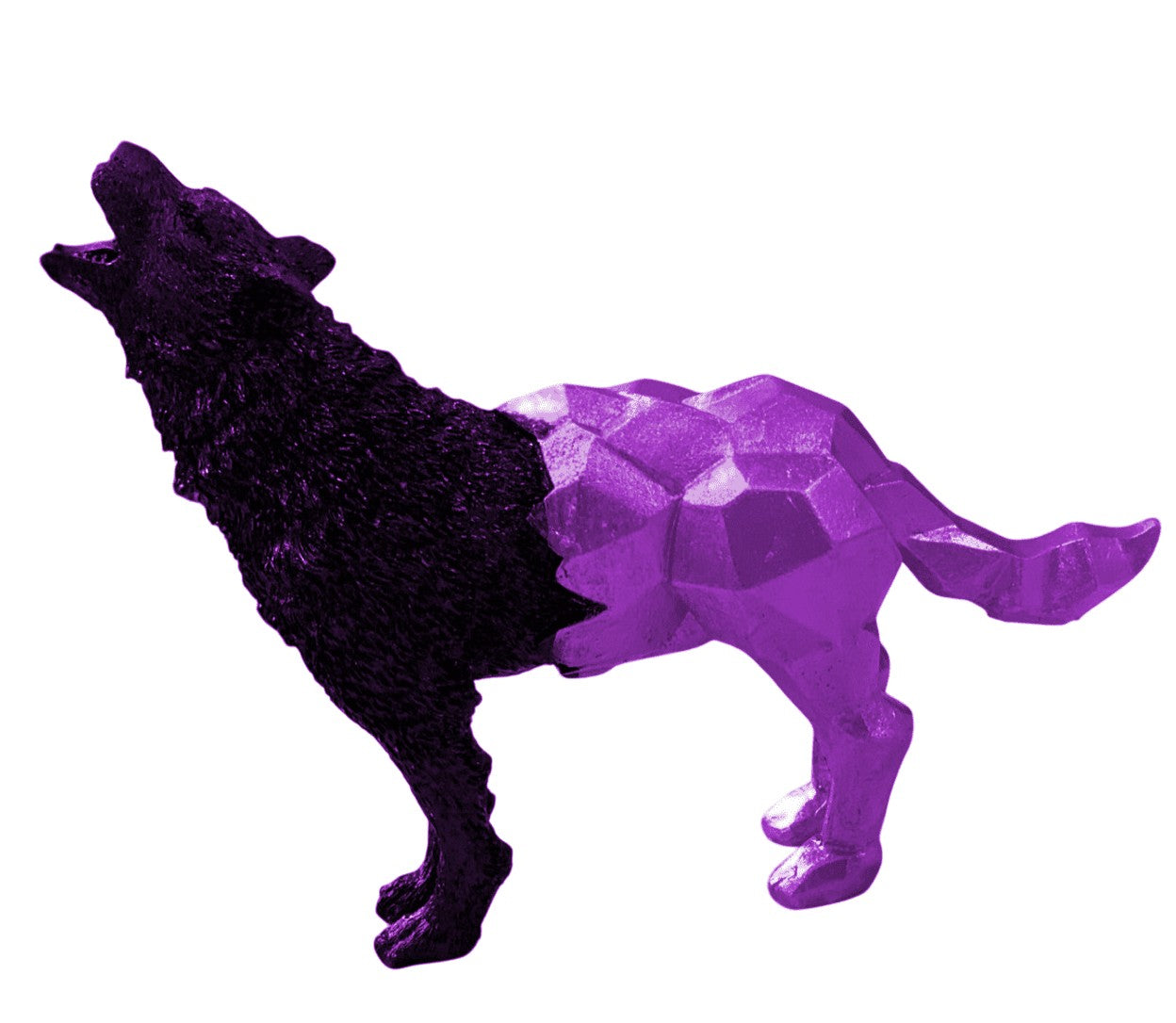 Cubic Wolf Statue, Half Polygon Wolf Sculpture, Geometric Wolf Statue, Abstract Wolf Figurine in Cubic Form, Modern Wolf Statue, Wolf Statue