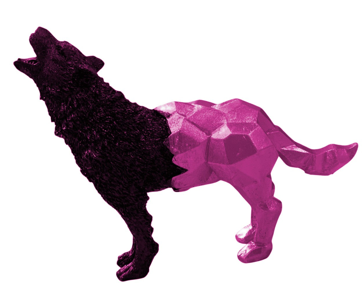 Cubic Wolf Statue, Half Polygon Wolf Sculpture, Geometric Wolf Statue, Abstract Wolf Figurine in Cubic Form, Modern Wolf Statue, Wolf Statue
