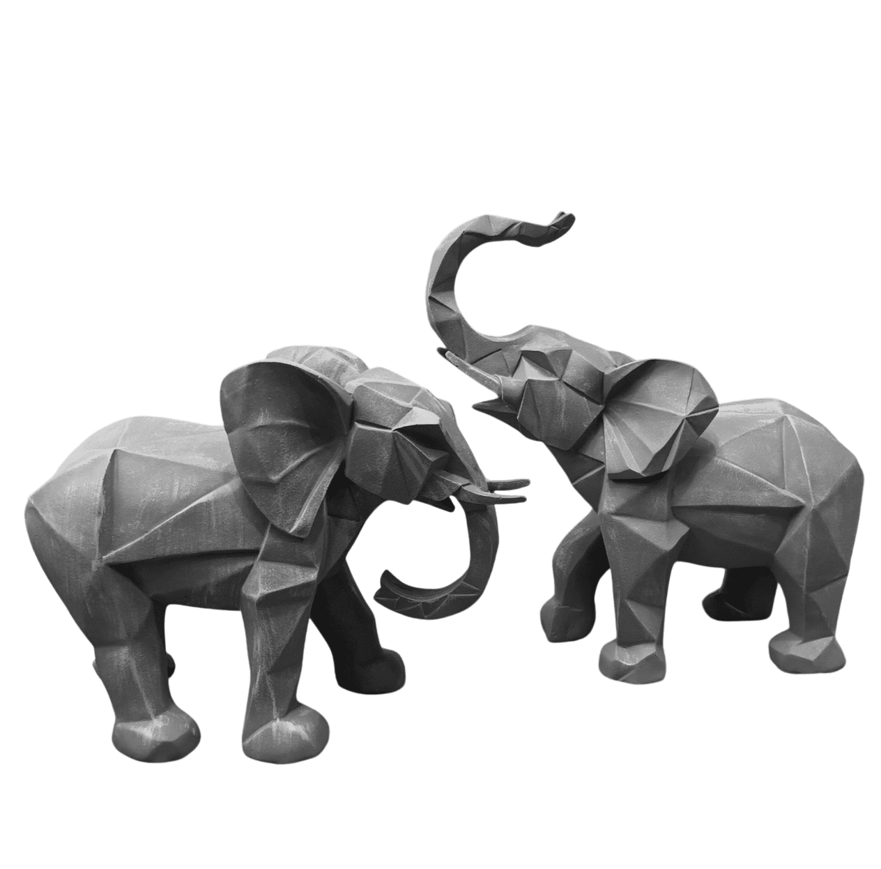 Cubic Elephant Statue Set, Modern Geometric Elephant Decor, Cubic Elephant Sculpture, Abstract Elephant Sculpture, Cubic Elephant Statue