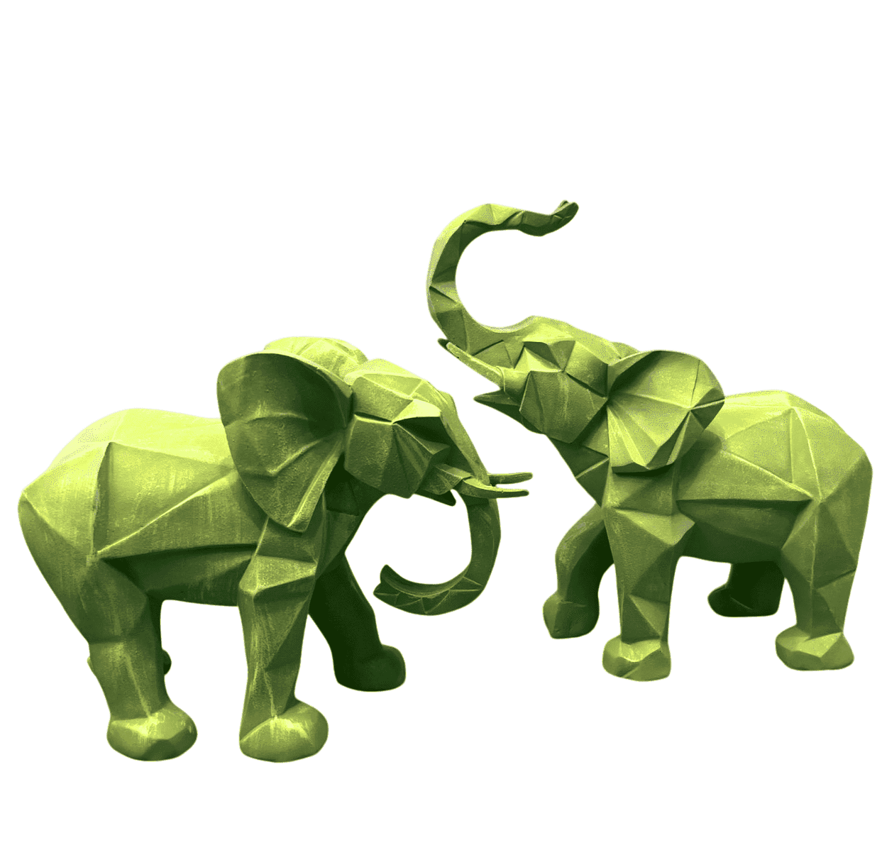 Cubic Elephant Statue Set, Modern Geometric Elephant Decor, Cubic Elephant Sculpture, Abstract Elephant Sculpture, Cubic Elephant Statue
