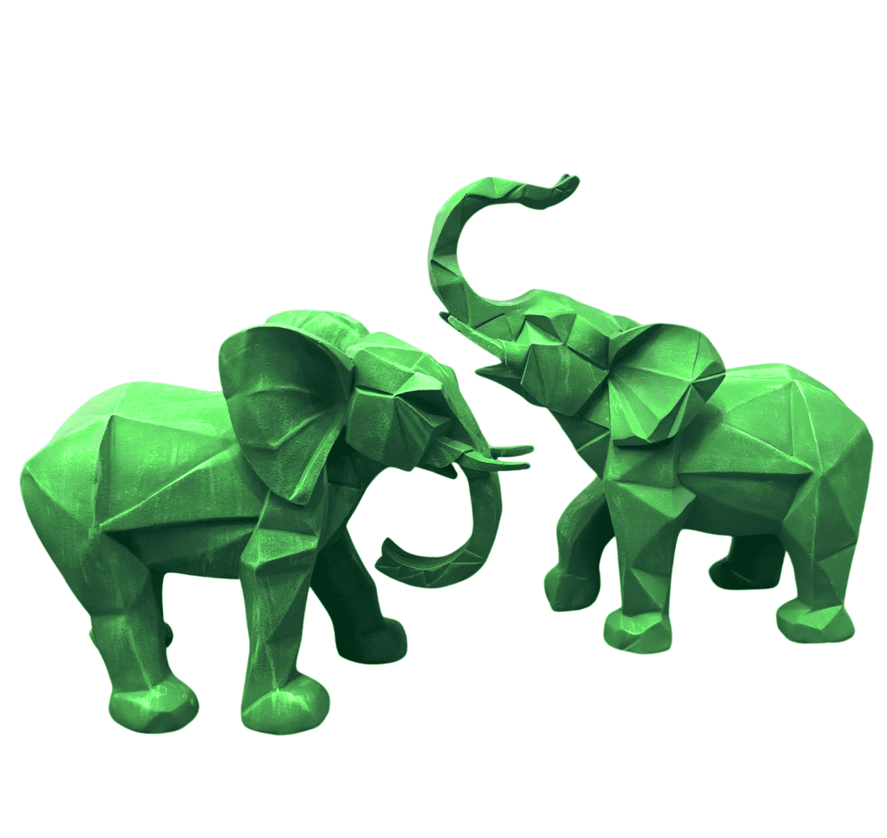 Cubic Elephant Statue Set, Modern Geometric Elephant Decor, Cubic Elephant Sculpture, Abstract Elephant Sculpture, Cubic Elephant Statue