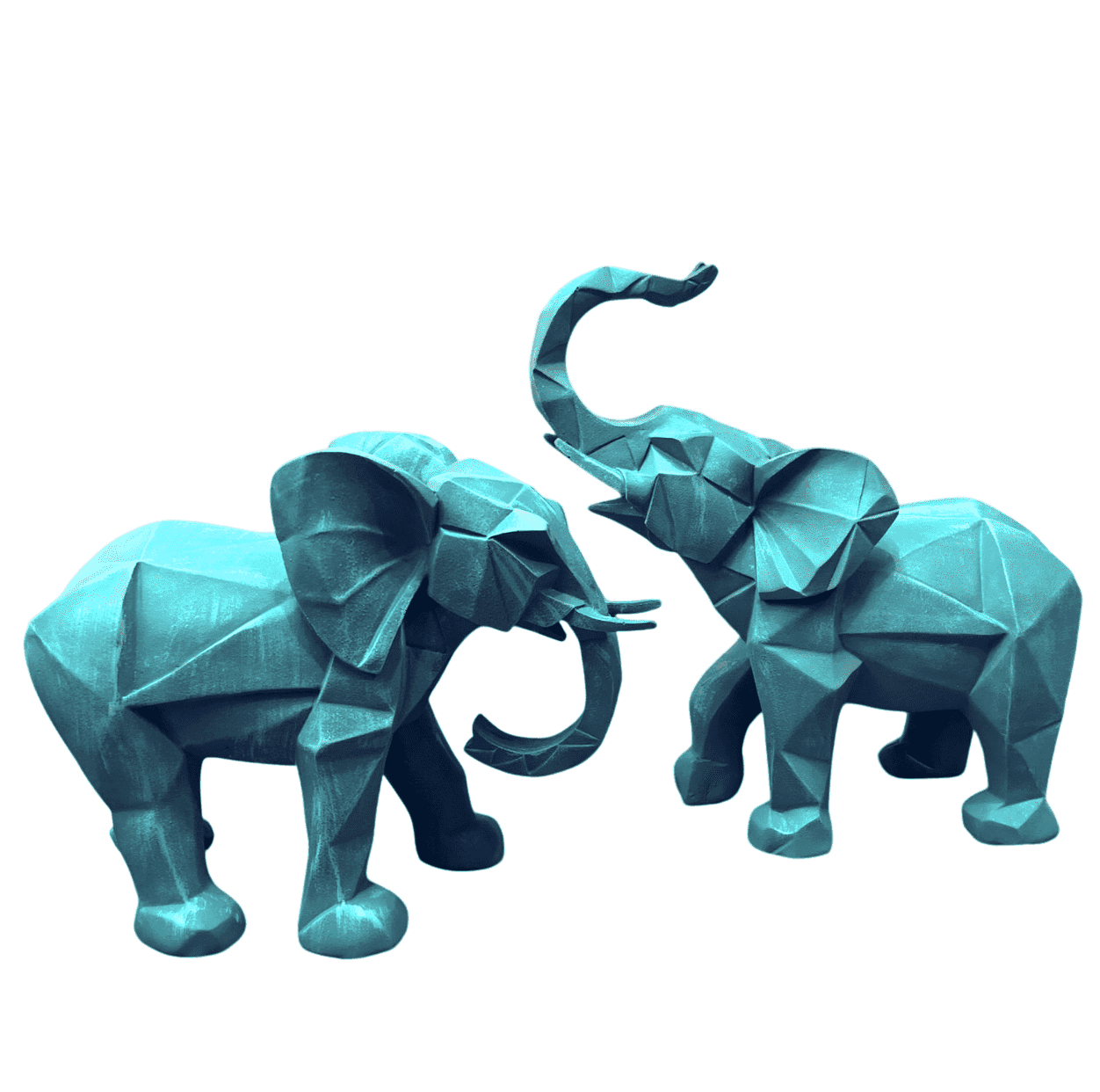 Cubic Elephant Statue Set, Modern Geometric Elephant Decor, Cubic Elephant Sculpture, Abstract Elephant Sculpture, Cubic Elephant Statue