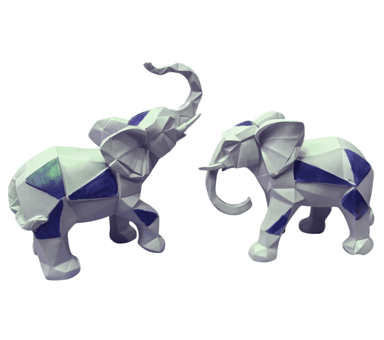 Cubic Elephant Statue Set, Modern Geometric Elephant Decor, Cubic Elephant Sculpture, Abstract Elephant Sculpture, Cubic Elephant Statue