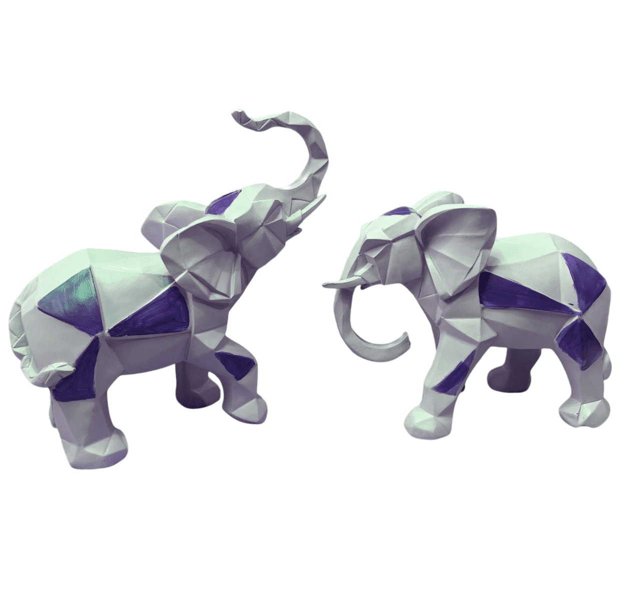 Cubic Elephant Statue Set, Modern Geometric Elephant Decor, Cubic Elephant Sculpture, Abstract Elephant Sculpture, Cubic Elephant Statue
