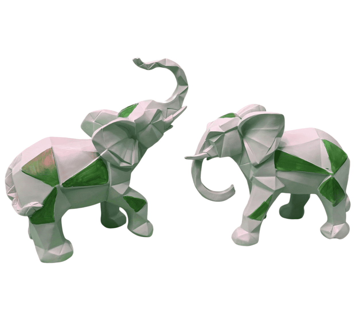 Cubic Elephant Statue Set, Modern Geometric Elephant Decor, Cubic Elephant Sculpture, Abstract Elephant Sculpture, Cubic Elephant Statue