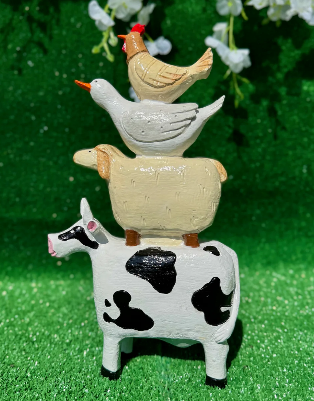 Farm Animals Stacked Statue, Colorful Stacked Farm Animal Statue, Farmhouse Style Stacked Animal Sculpture, Farm Animal Tower Figurine
