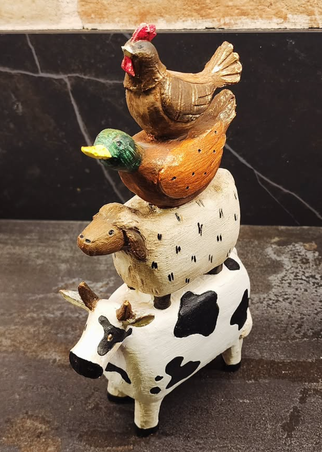 Farm Animals Stacked Statue, Colorful Stacked Farm Animal Statue, Farmhouse Style Stacked Animal Sculpture, Farm Animal Tower Figurine