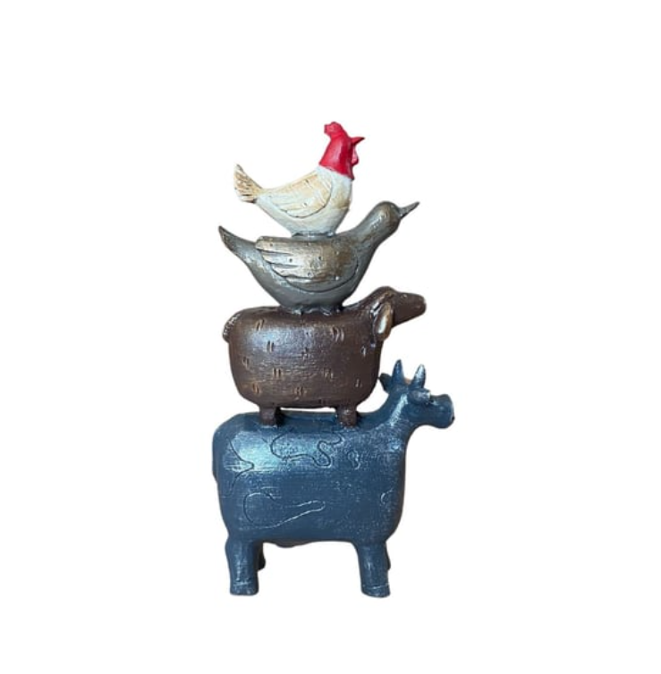 Farm Animals Stacked Statue, Colorful Stacked Farm Animal Statue, Farmhouse Style Stacked Animal Sculpture, Farm Animal Tower Figurine