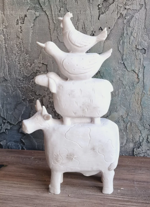 Farm Animals Stacked Statue, Colorful Stacked Farm Animal Statue, Farmhouse Style Stacked Animal Sculpture, Farm Animal Tower Figurine