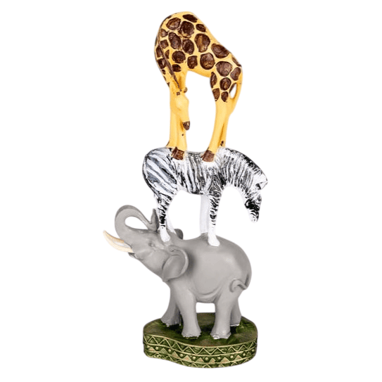 Safari Animal Tower Decor, Handcrafted Safari Animal Sculpture, Jungle Animal Figurine, Exotic Safari Animal Statue, Safari Wildlife Statue