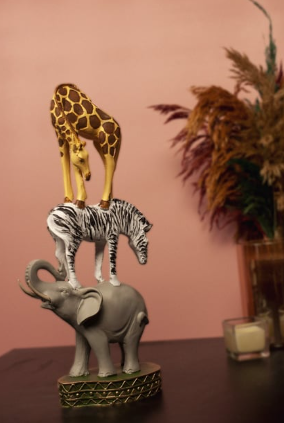 Safari Animal Tower Decor, Handcrafted Safari Animal Sculpture, Jungle Animal Figurine, Exotic Safari Animal Statue, Safari Wildlife Statue