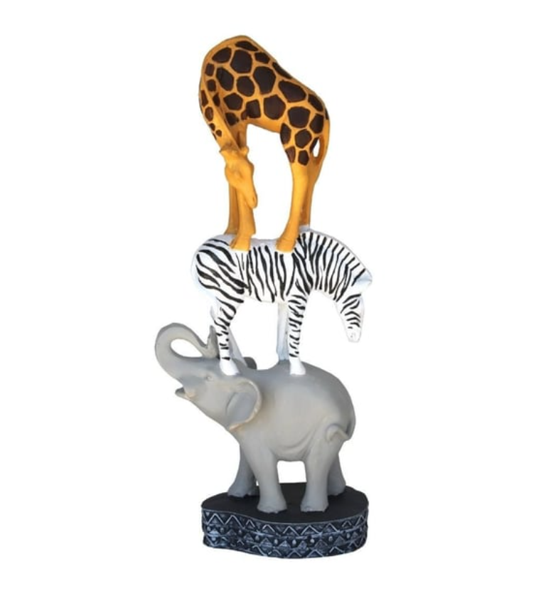 Safari Animal Tower Decor, Handcrafted Safari Animal Sculpture, Jungle Animal Figurine, Exotic Safari Animal Statue, Safari Wildlife Statue