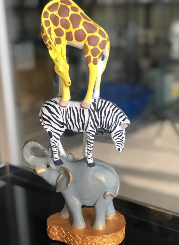 Safari Animal Tower Decor, Handcrafted Safari Animal Sculpture, Jungle Animal Figurine, Exotic Safari Animal Statue, Safari Wildlife Statue