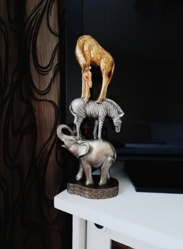 Safari Animal Tower Decor, Handcrafted Safari Animal Sculpture, Jungle Animal Figurine, Exotic Safari Animal Statue, Safari Wildlife Statue