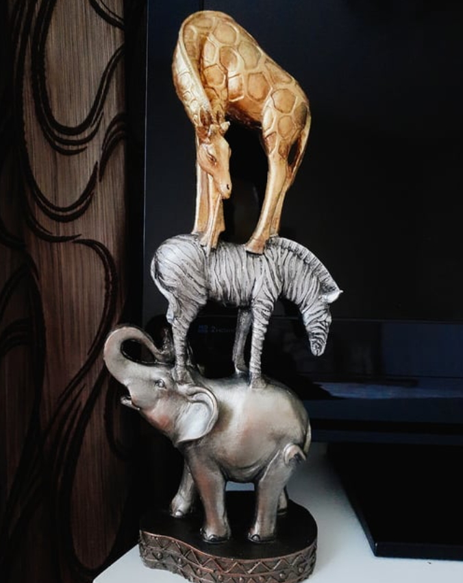 Safari Animal Tower Decor, Handcrafted Safari Animal Sculpture, Jungle Animal Figurine, Exotic Safari Animal Statue, Safari Wildlife Statue