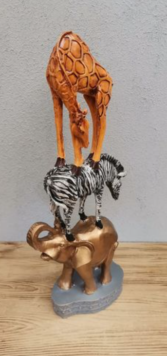 Safari Animal Tower Decor, Handcrafted Safari Animal Sculpture, Jungle Animal Figurine, Exotic Safari Animal Statue, Safari Wildlife Statue