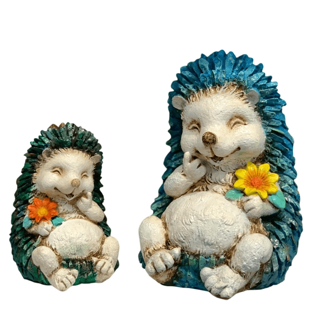 Hedgehog Sculpture Set, Adorable Hedgehog Statues, Handmade Hedgehog Set, Polyester Hedgehog Statue, Cute Hedgehog Sculpture, Hedgehog Decor