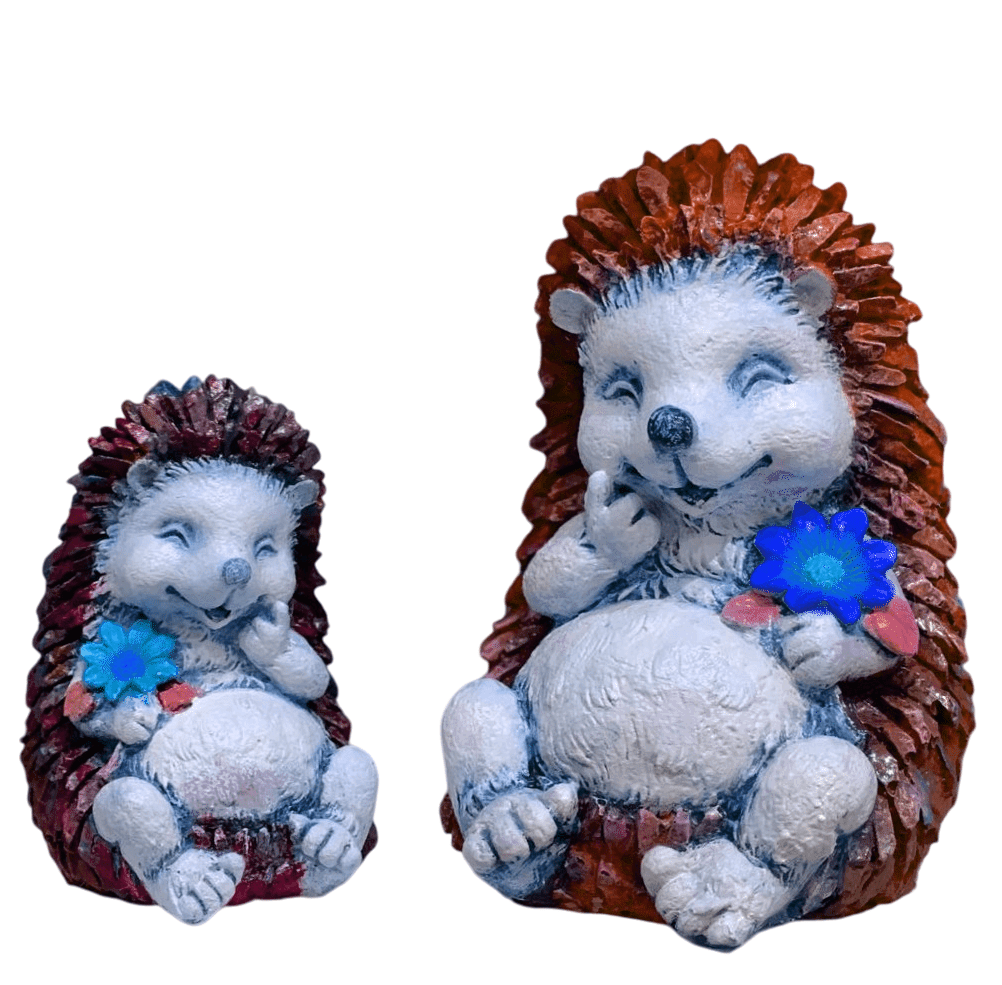 Hedgehog Sculpture Set, Adorable Hedgehog Statues, Handmade Hedgehog Set, Polyester Hedgehog Statue, Cute Hedgehog Sculpture, Hedgehog Decor