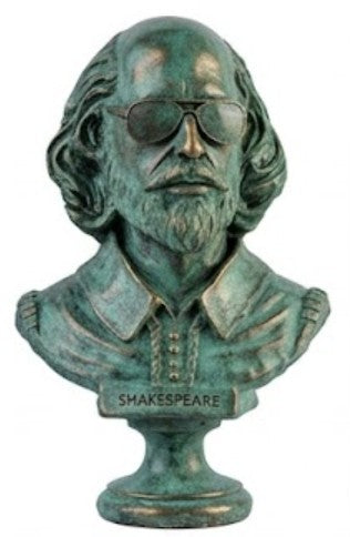 Shakespeare Bust Statue, Shakespeare With Sunglasses Statue, Modernized Historical Figure Bust, Shakespeare Bust Sculpture, Shakespeare Bust, Shakespeare Statue