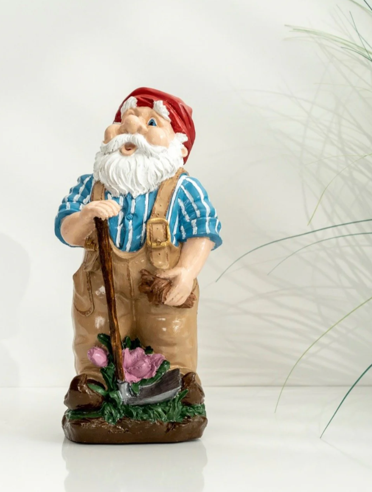 Garden Gnome Statue, Outdoor Gnome Figurine, Rustic Garden Gnome Decor, Hand Painted Gnome Statue , Gnome Sculpture, Garden Gnome Statue