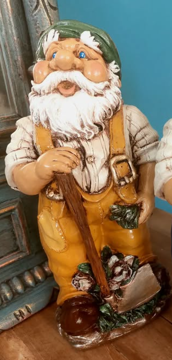 Garden Gnome Statue, Outdoor Gnome Figurine, Rustic Garden Gnome Decor, Hand Painted Gnome Statue , Gnome Sculpture, Garden Gnome Statue