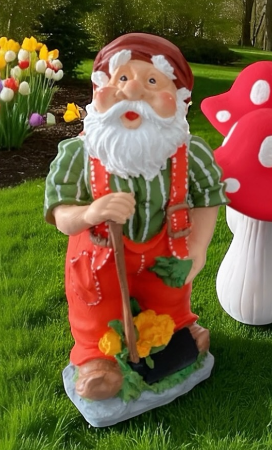 Garden Gnome Statue, Outdoor Gnome Figurine, Rustic Garden Gnome Decor, Hand Painted Gnome Statue , Gnome Sculpture, Garden Gnome Statue