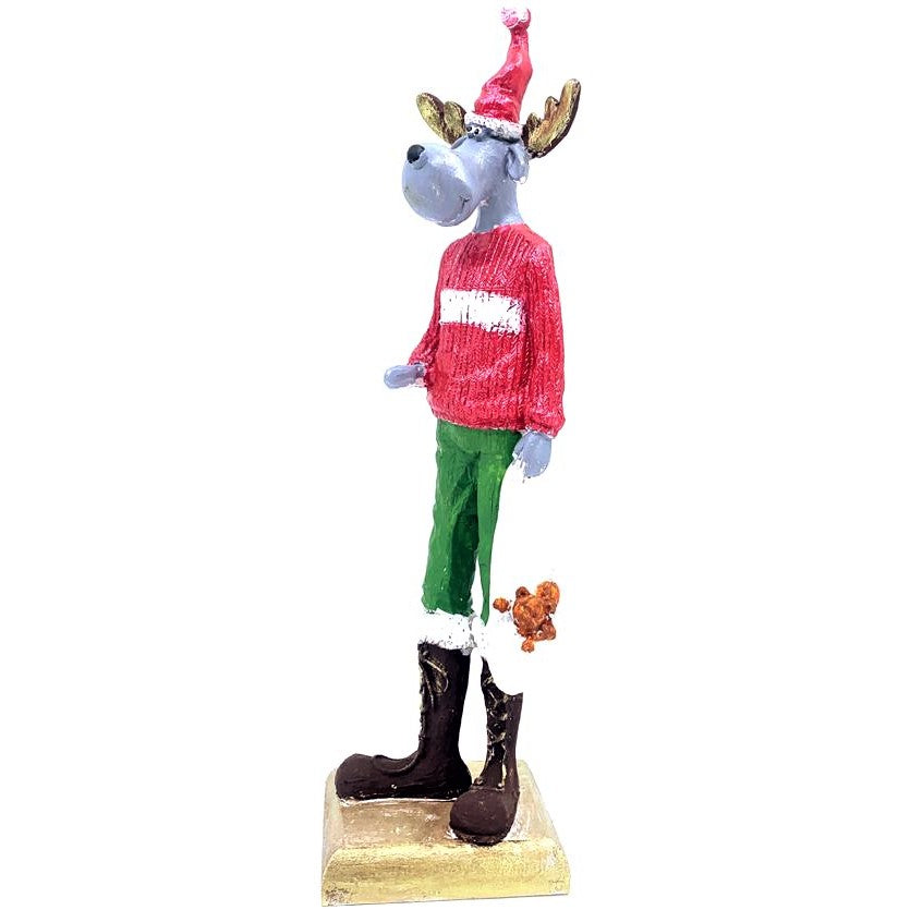 Nordic Style Reindeer Man Sculpture, Decorative Reindeer Man Sculpture, Standing Reindeer Man Statue, Cute Reindeer Gentleman Statue