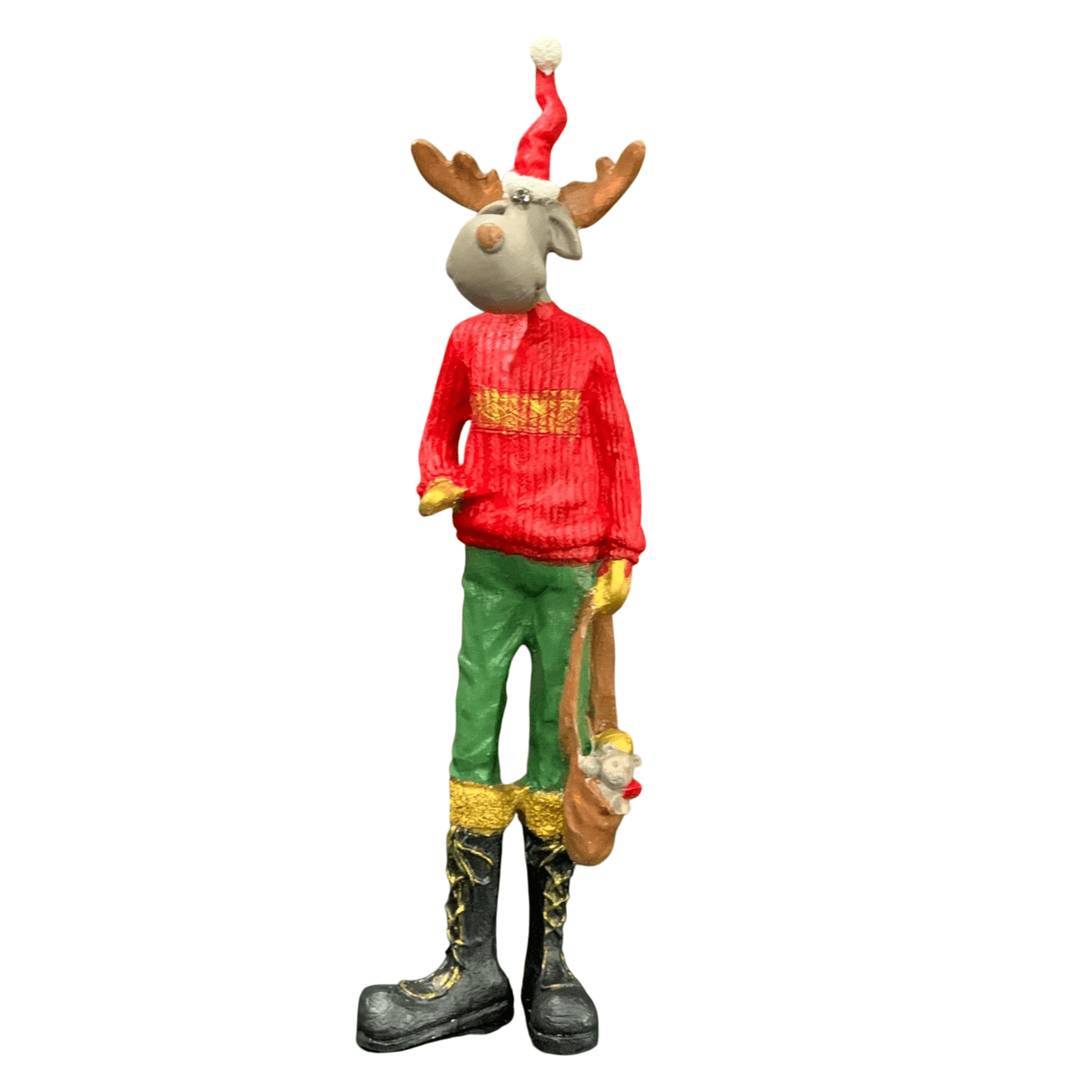 Nordic Style Reindeer Man Sculpture, Decorative Reindeer Man Sculpture, Standing Reindeer Man Statue, Cute Reindeer Gentleman Statue