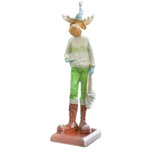 Nordic Style Reindeer Man Sculpture, Decorative Reindeer Man Sculpture, Standing Reindeer Man Statue, Cute Reindeer Gentleman Statue