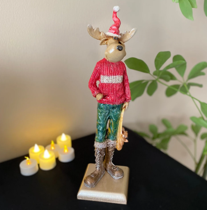 Nordic Style Reindeer Man Sculpture, Decorative Reindeer Man Sculpture, Standing Reindeer Man Statue, Cute Reindeer Gentleman Statue